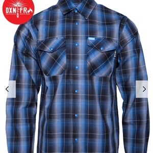 DIXXON Men's Black and Blue Plaid Shirt